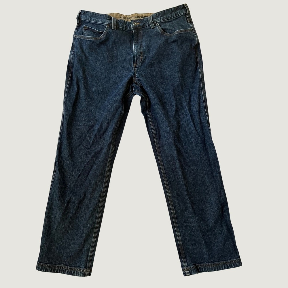 Duluth Trading Co Ballroom Flex Jeans Dark Indigo Straight Leg 38x32
